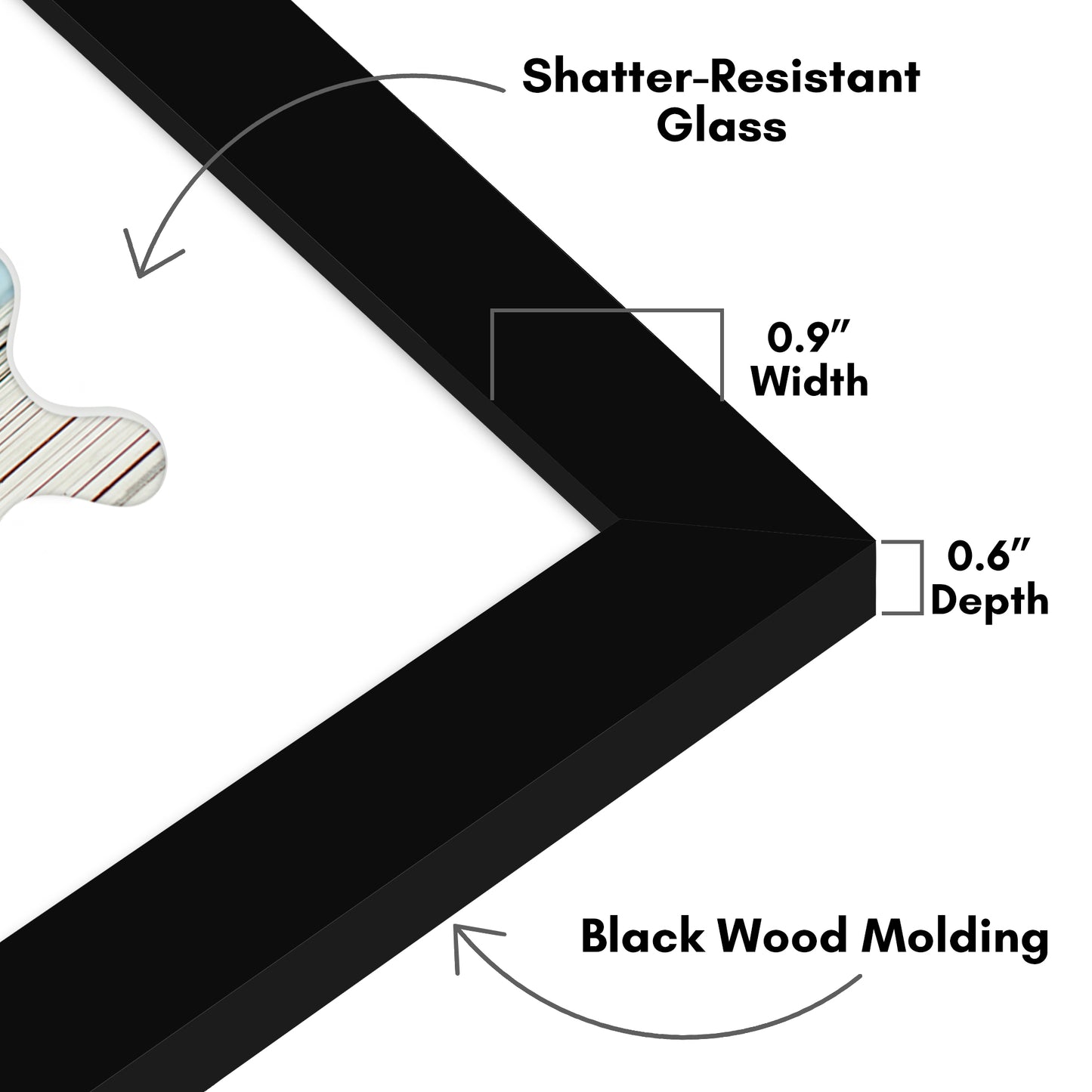 Picture Frame With Wavy Mat - Engineered Wood Photo Frame with Shatter-Resistant Glass Cover