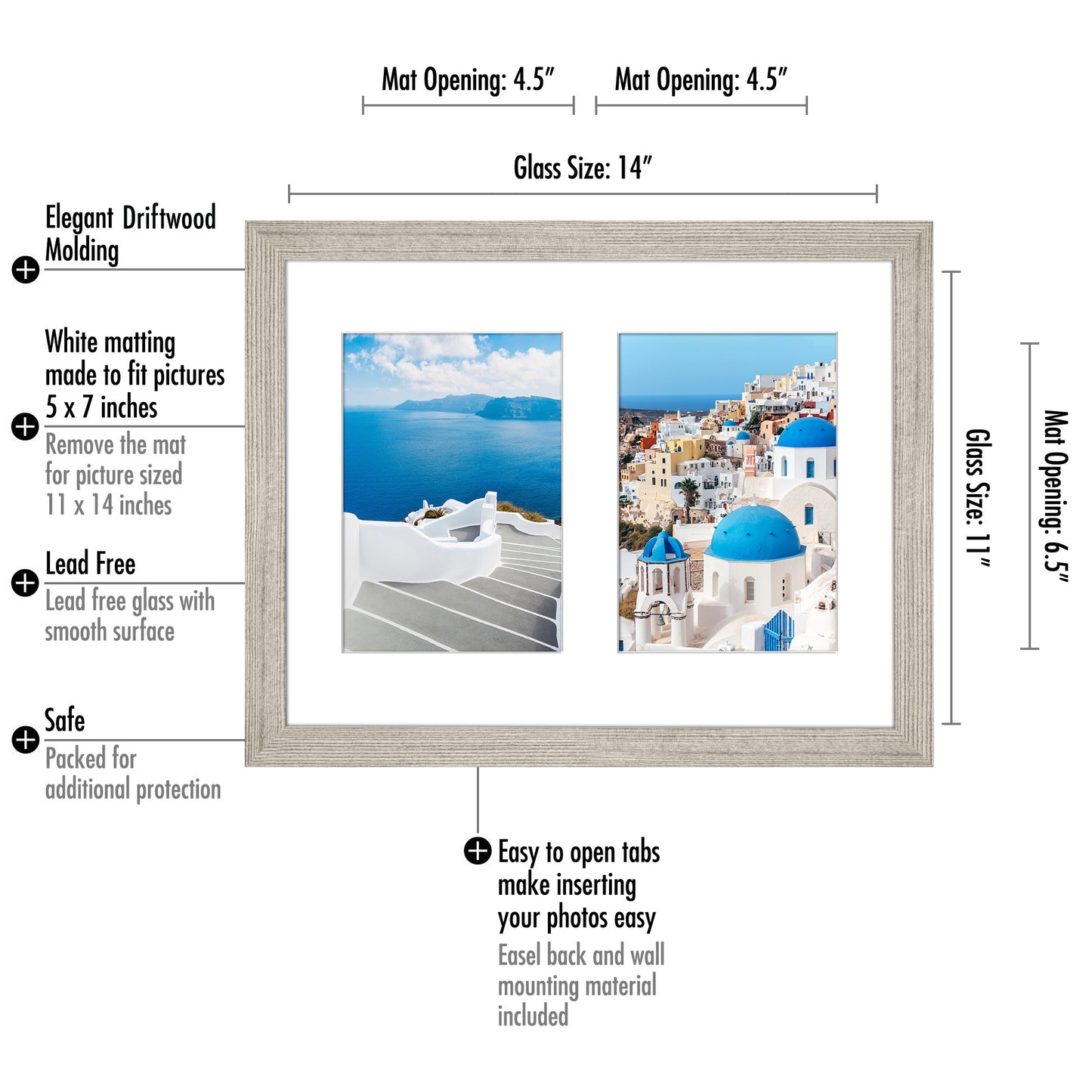 Double Collage Picture Frame for 5x7 | Multi-use Display | Choose Color