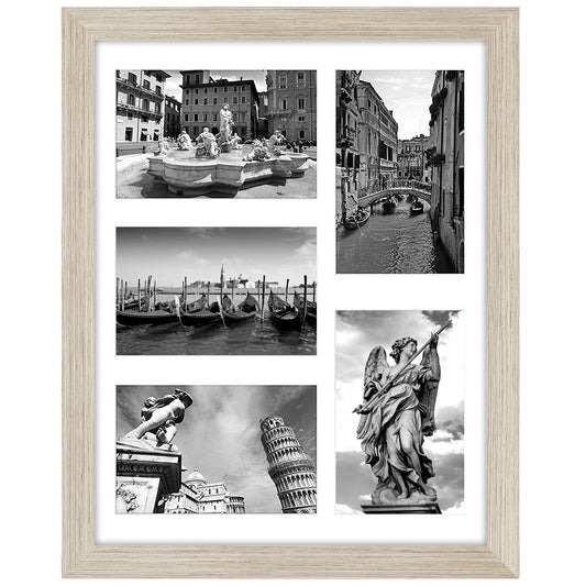 Collage Picture Frame - Displays Five 4x6 Pictures - Engineered Wood, Shatter Resistant Glass