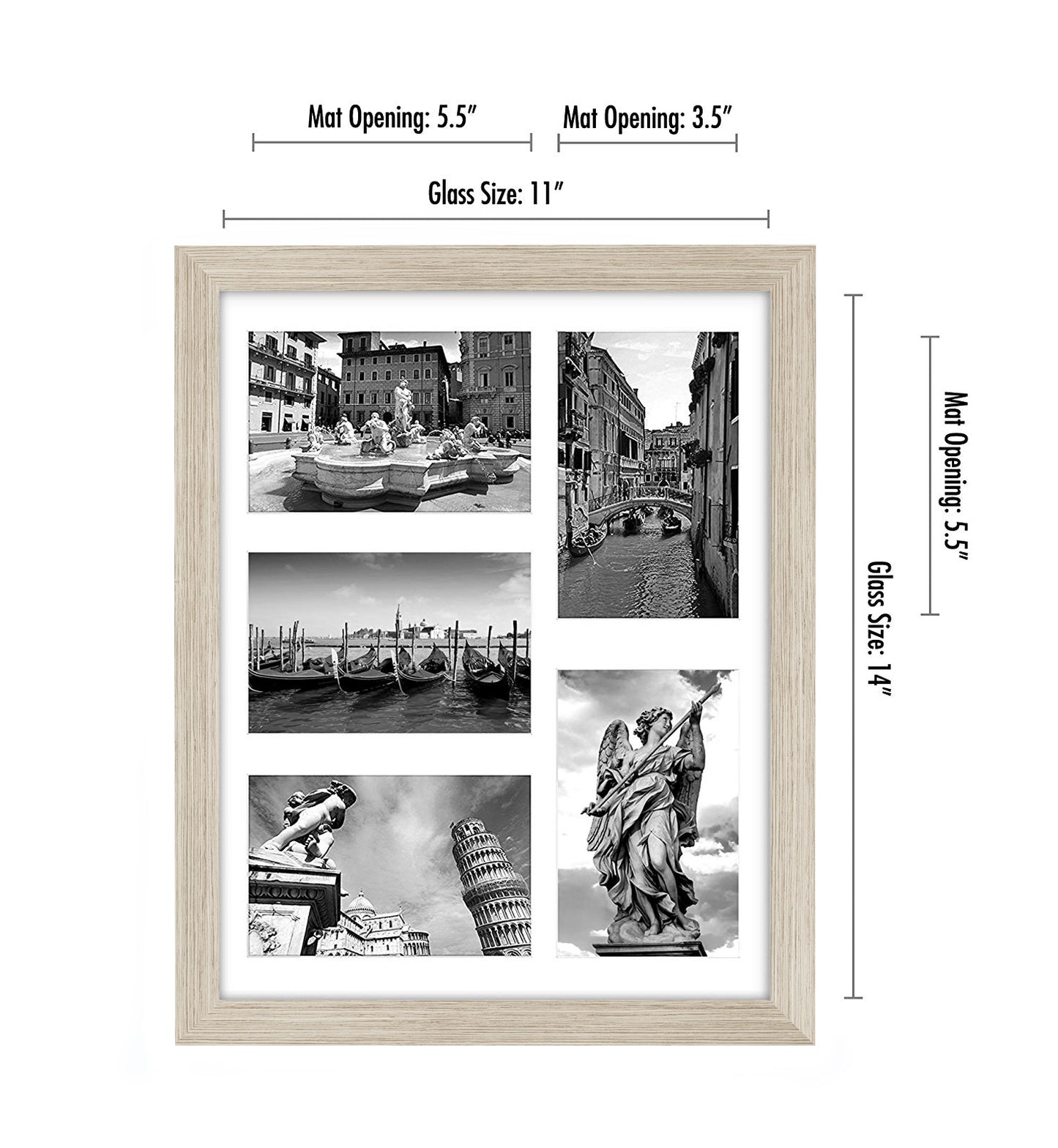 5-Photo Collage Picture Frame for 4x6 | Choose Size and Color