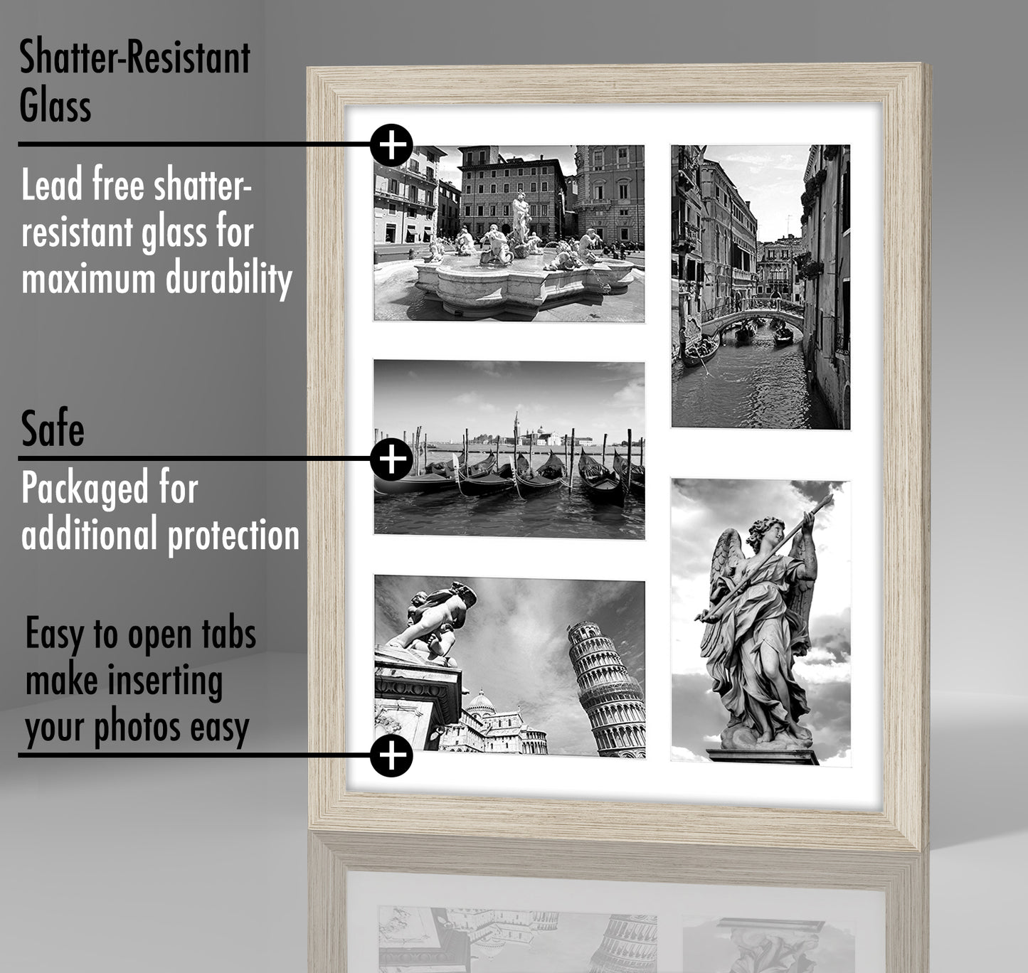 5-Photo Collage Picture Frame for 4x6 | Choose Size and Color