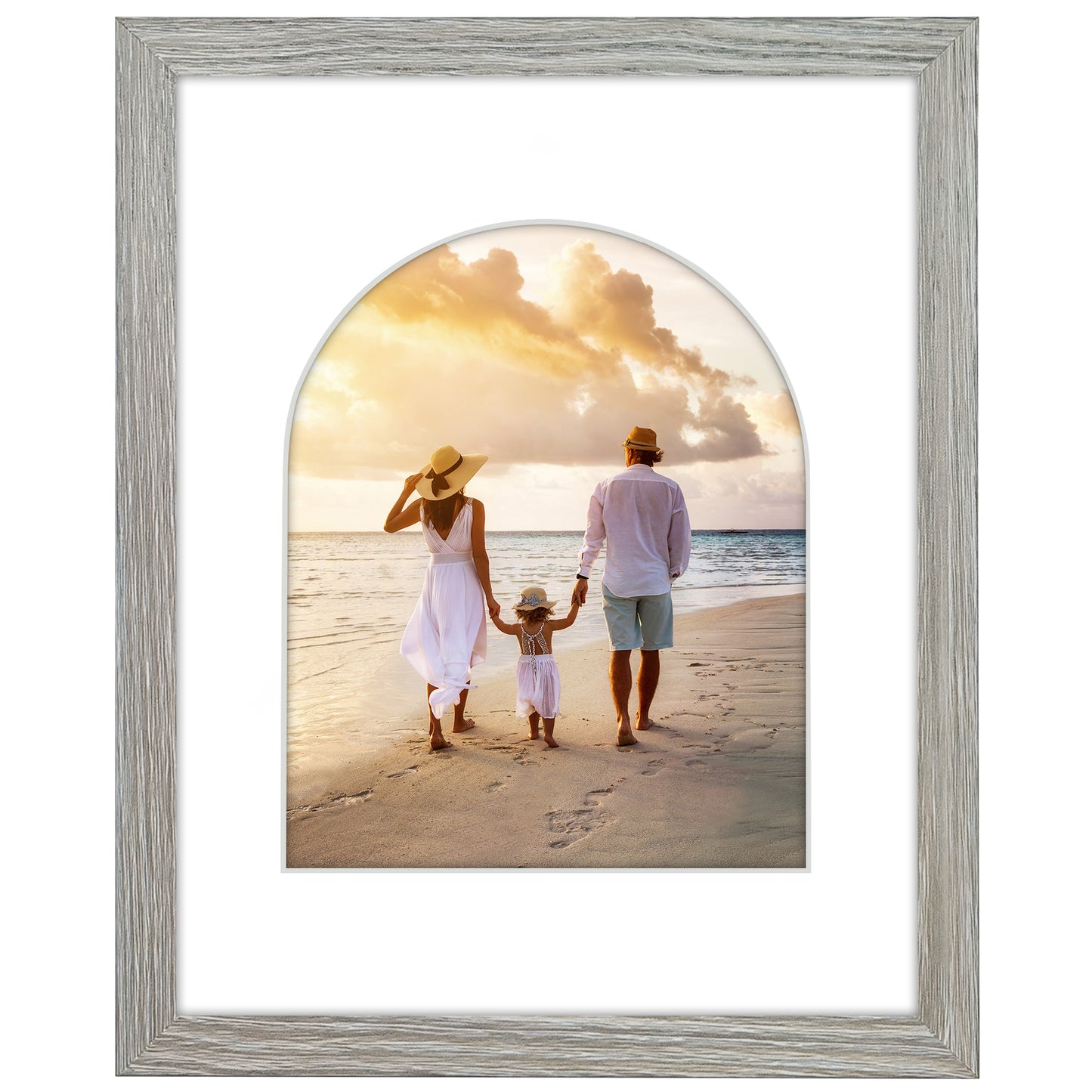 Picture Frame With Arch Mat - Engineered Wood Photo Frame with Shatter-Resistant Glass Cover