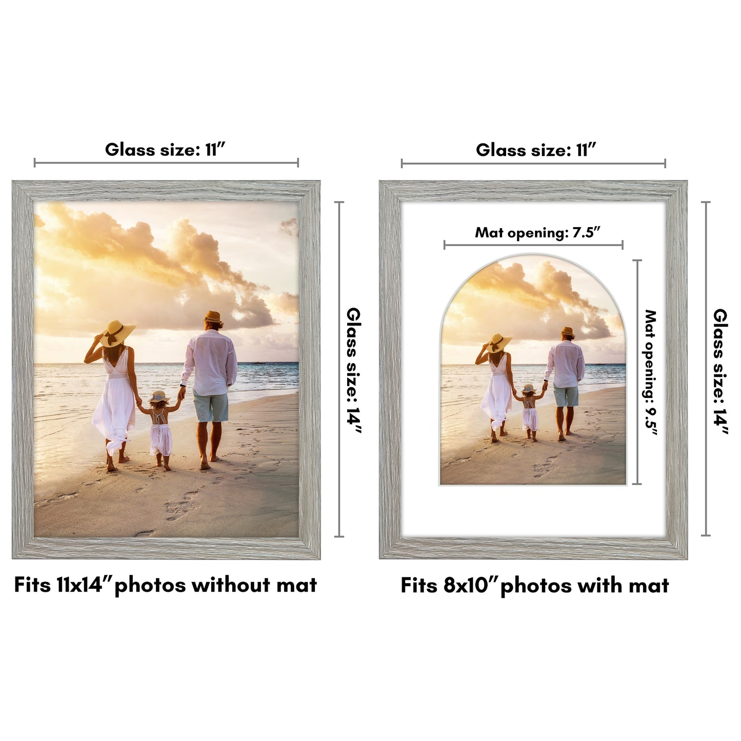 Picture Frame With Arch Mat - Engineered Wood Photo Frame with Shatter-Resistant Glass Cover