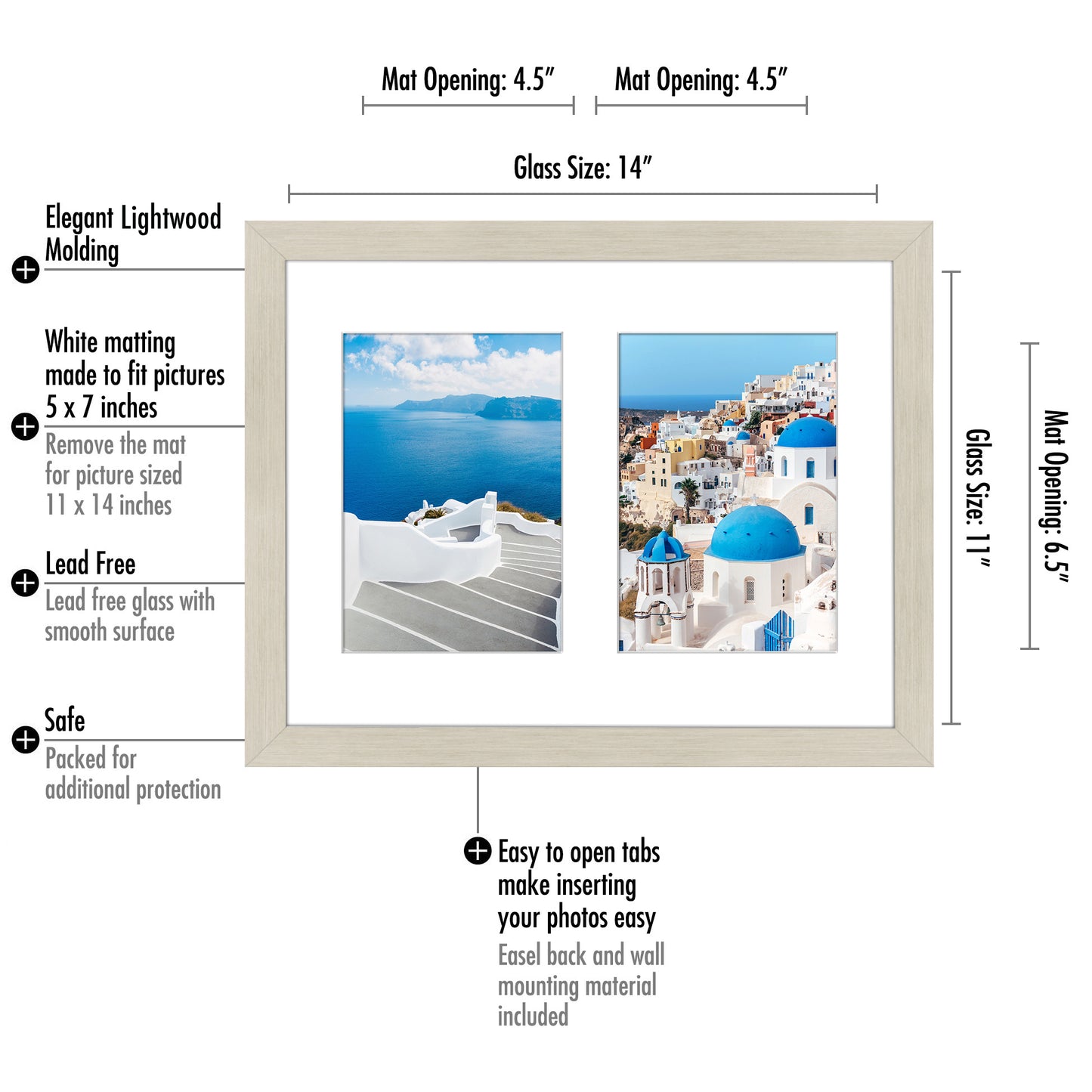 Double Collage Picture Frame for 5x7 | Multi-use Display | Choose Color