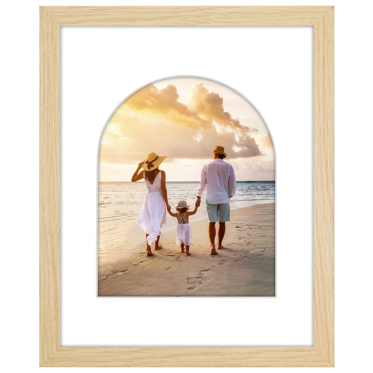 Picture Frame With Arch Mat - Engineered Wood Photo Frame with Shatter-Resistant Glass Cover