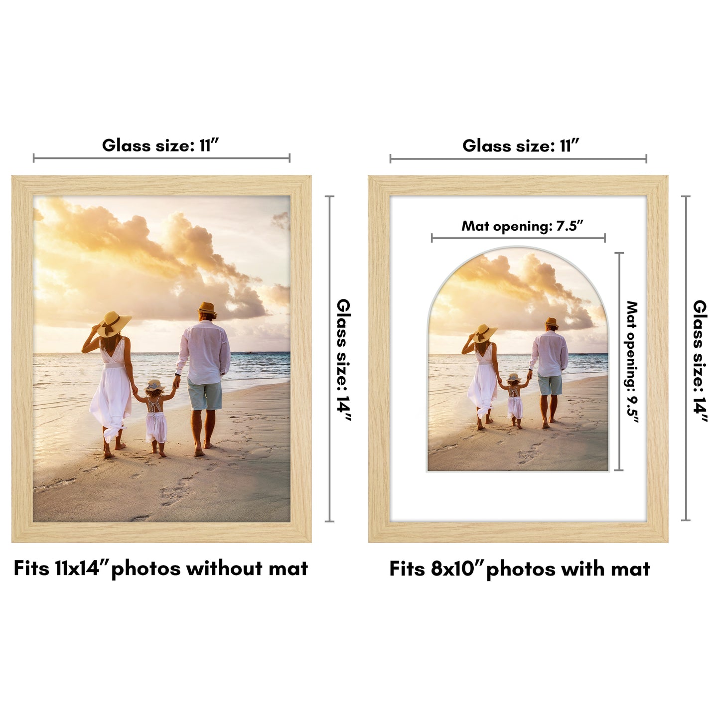 Picture Frame With Arch Mat - Engineered Wood Photo Frame with Shatter-Resistant Glass Cover