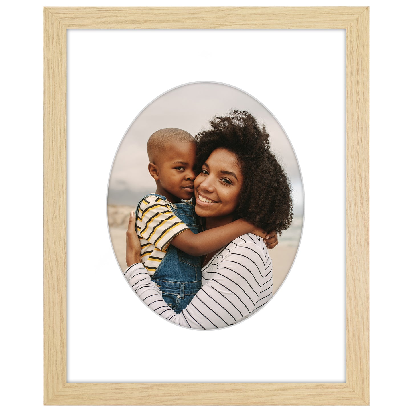 Picture Frame With Oval Mat - Engineered Wood Photo Frame with Shatter-Resistant Glass Cover