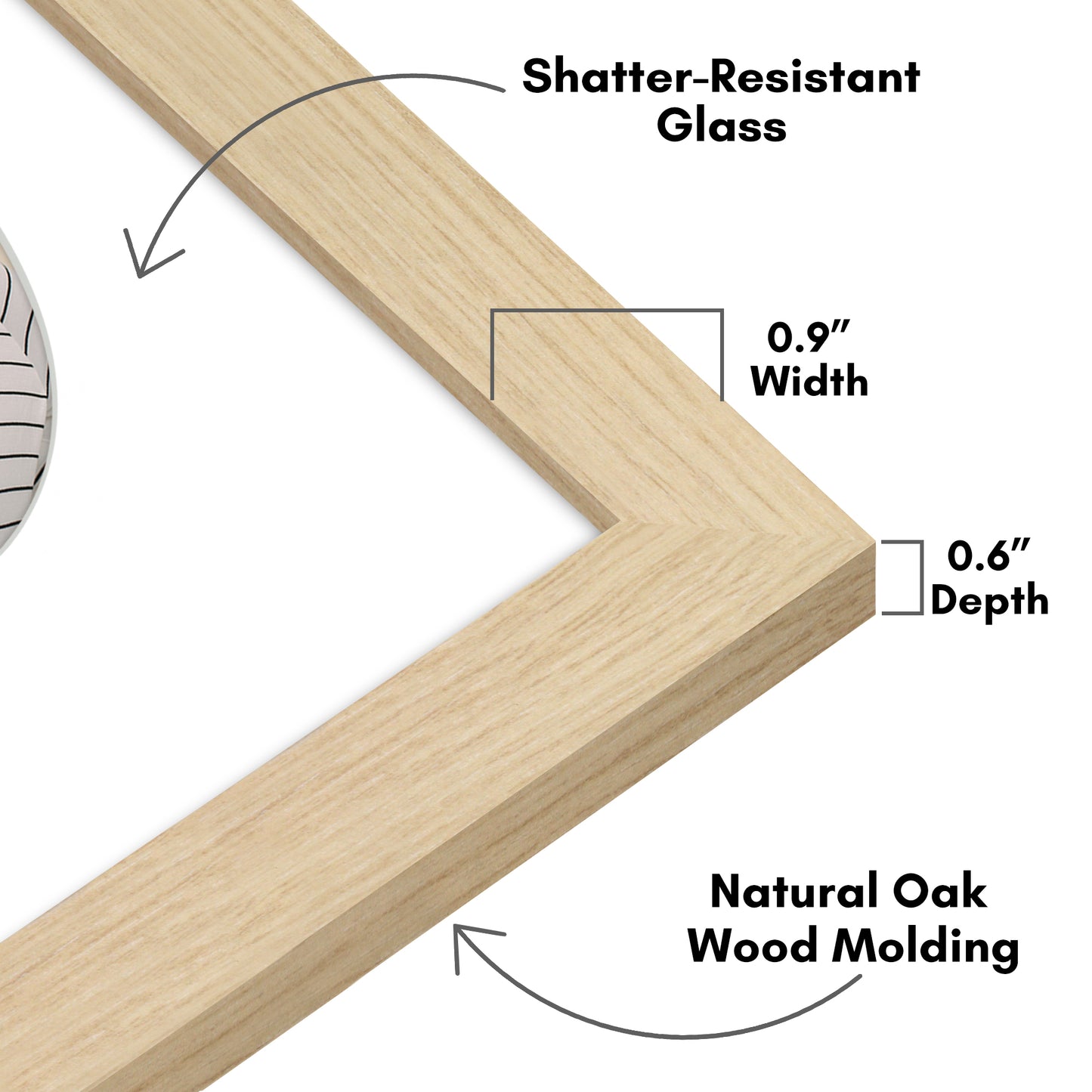 Picture Frame With Oval Mat - Engineered Wood Photo Frame with Shatter-Resistant Glass Cover