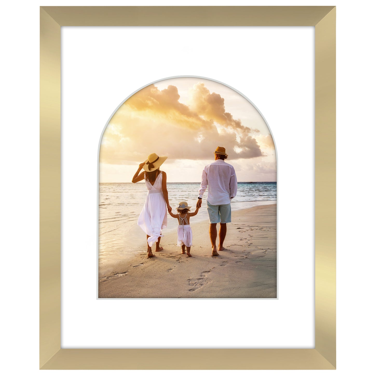 Picture Frame With Arch Mat - Engineered Wood Photo Frame with Shatter-Resistant Glass Cover