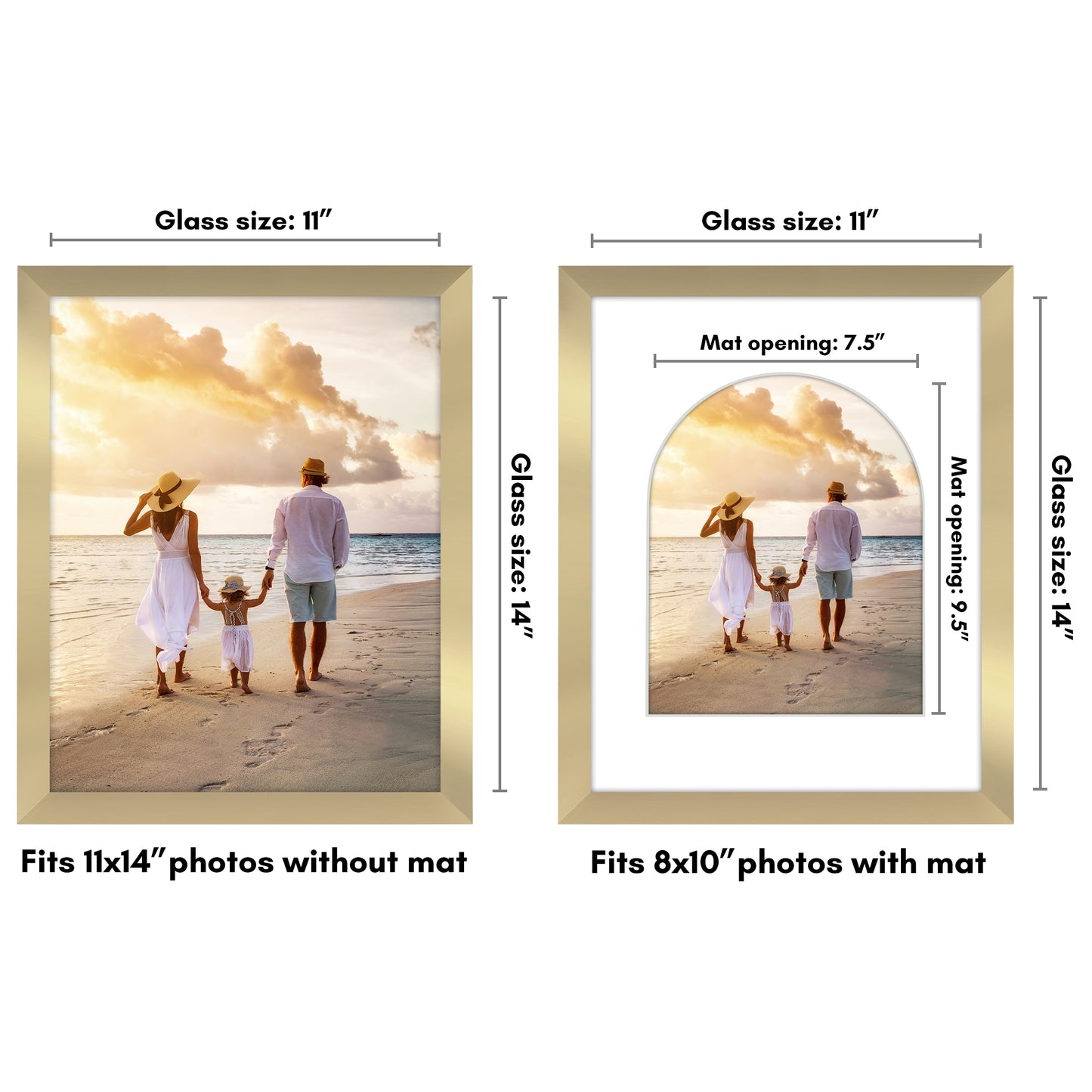 Picture Frame With Arch Mat - Engineered Wood Photo Frame with Shatter-Resistant Glass Cover