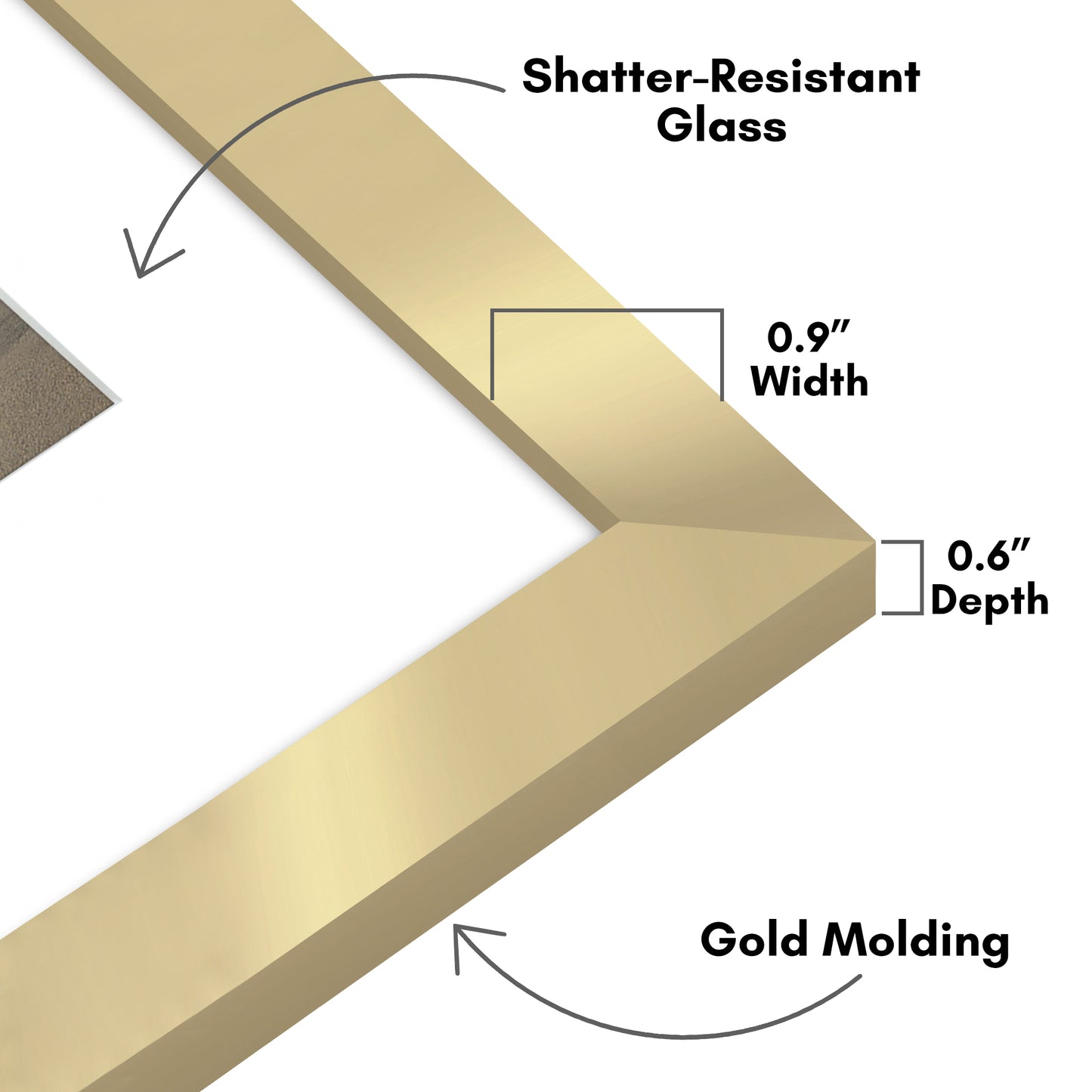 Picture Frame With Arch Mat - Engineered Wood Photo Frame with Shatter-Resistant Glass Cover