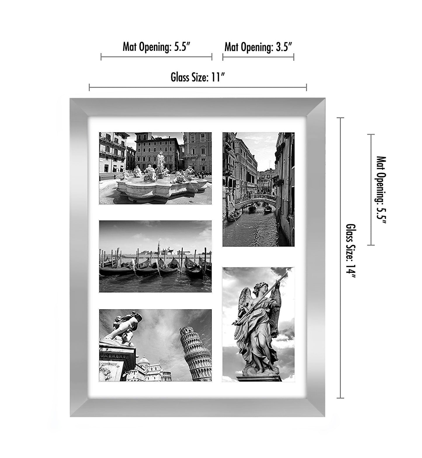 5-Photo Collage Picture Frame for 4x6 | Choose Size and Color