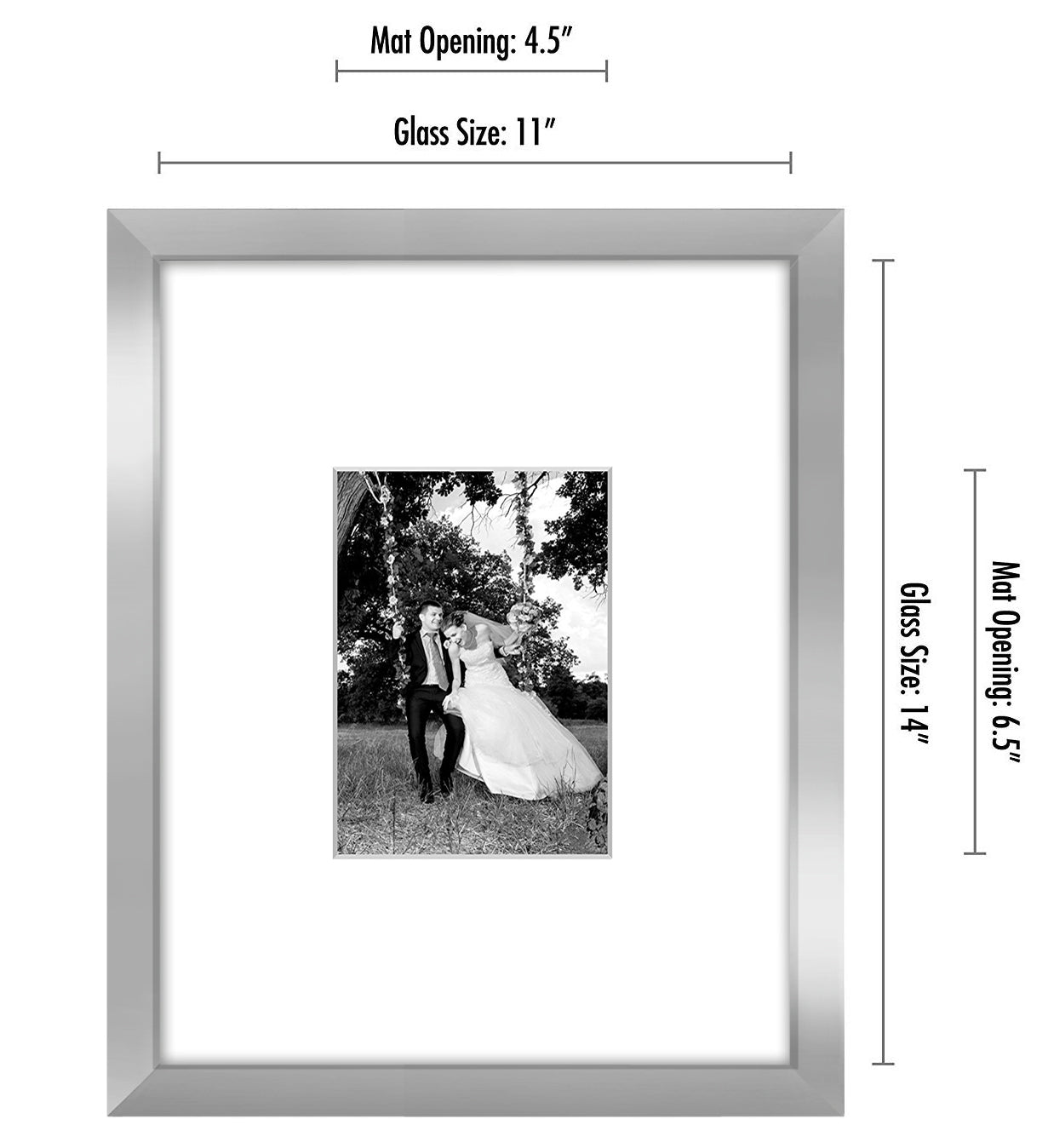 11x14 in Silver - With Shatter Resistant Glass, and Includes Hanging Hardware for Wall - Picture Frame
