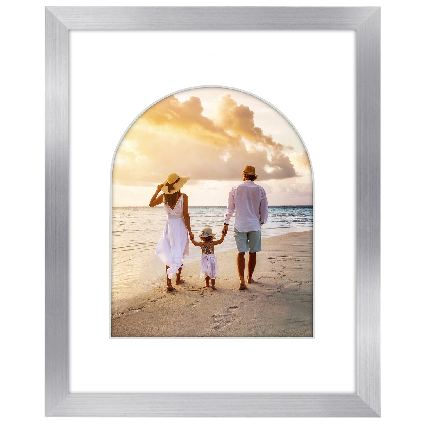 Picture Frame With Arch Mat - Engineered Wood Photo Frame with Shatter-Resistant Glass Cover