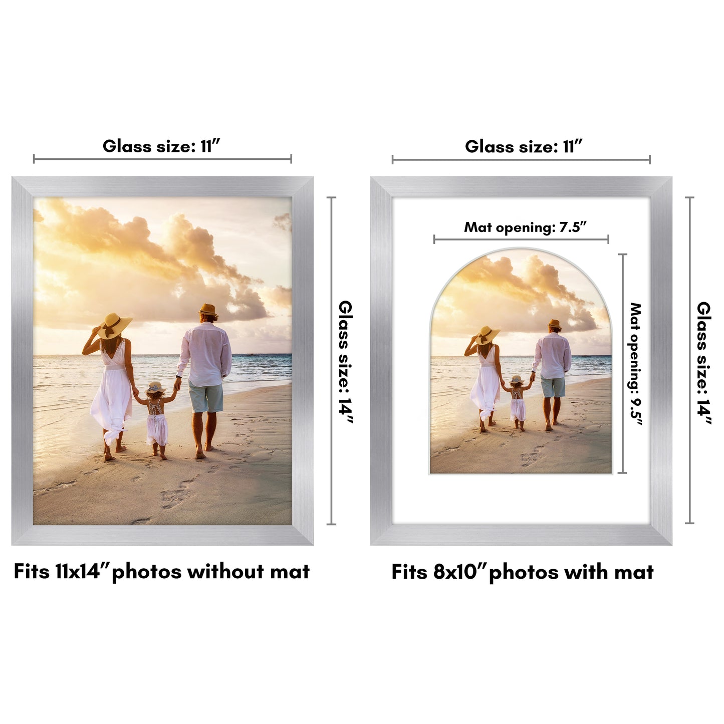 Picture Frame With Arch Mat - Engineered Wood Photo Frame with Shatter-Resistant Glass Cover