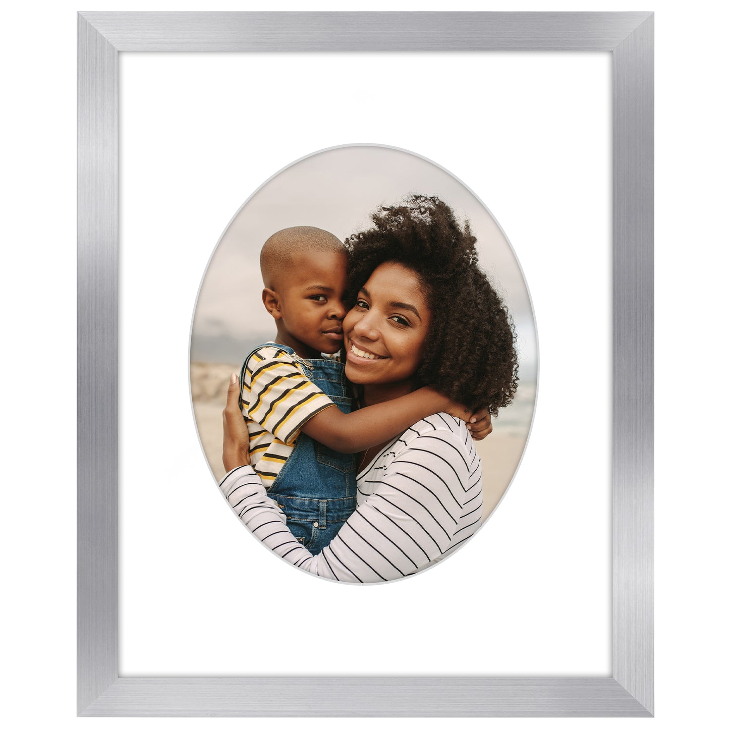 Picture Frame With Oval Mat - Engineered Wood Photo Frame with Shatter-Resistant Glass Cover