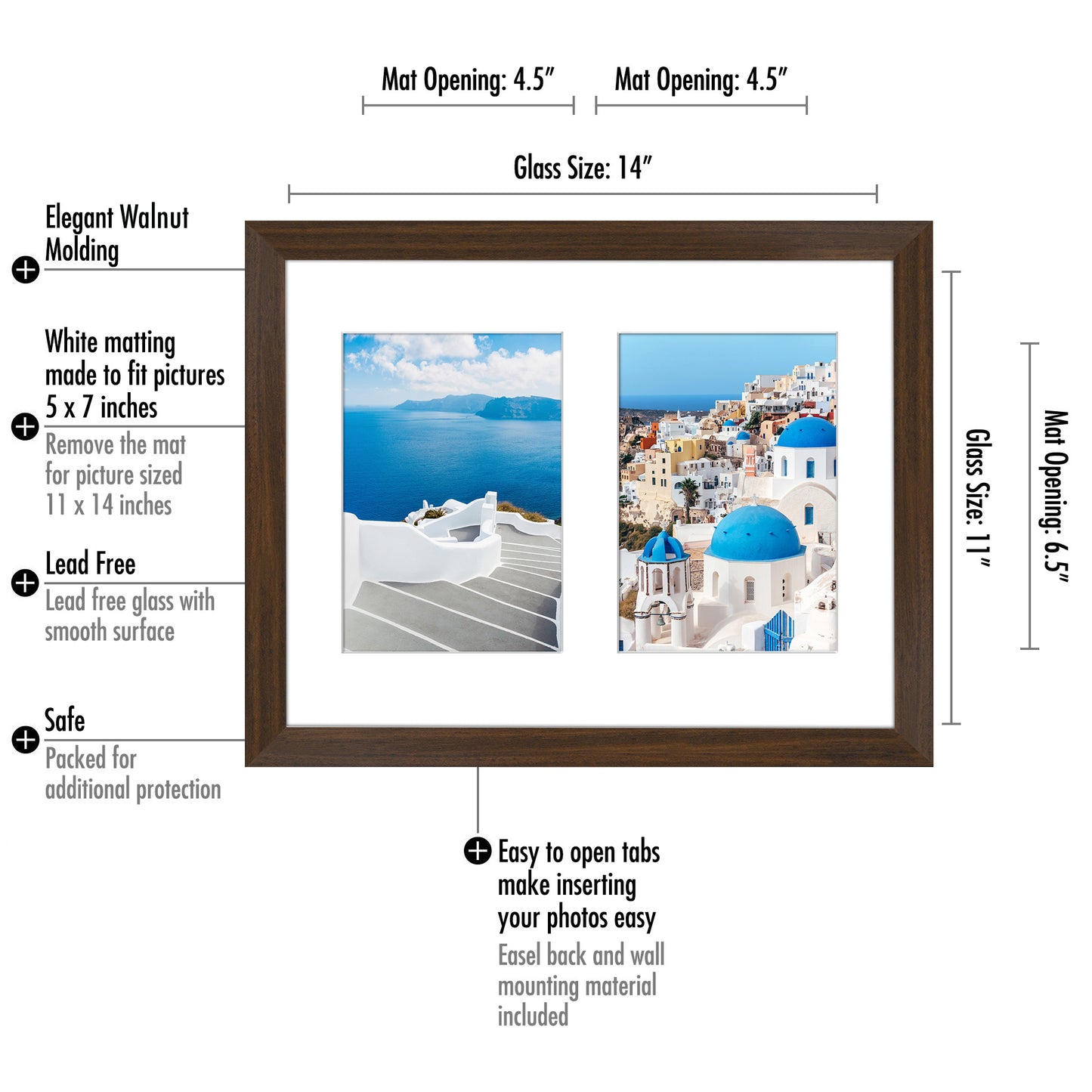 Double Collage Picture Frame for 5x7 | Multi-use Display | Choose Color