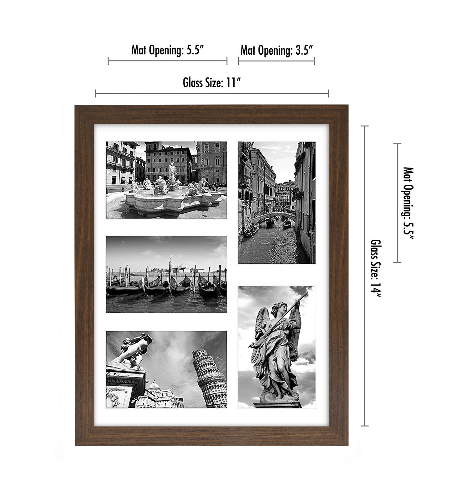 5-Photo Collage Picture Frame for 4x6 | Choose Size and Color