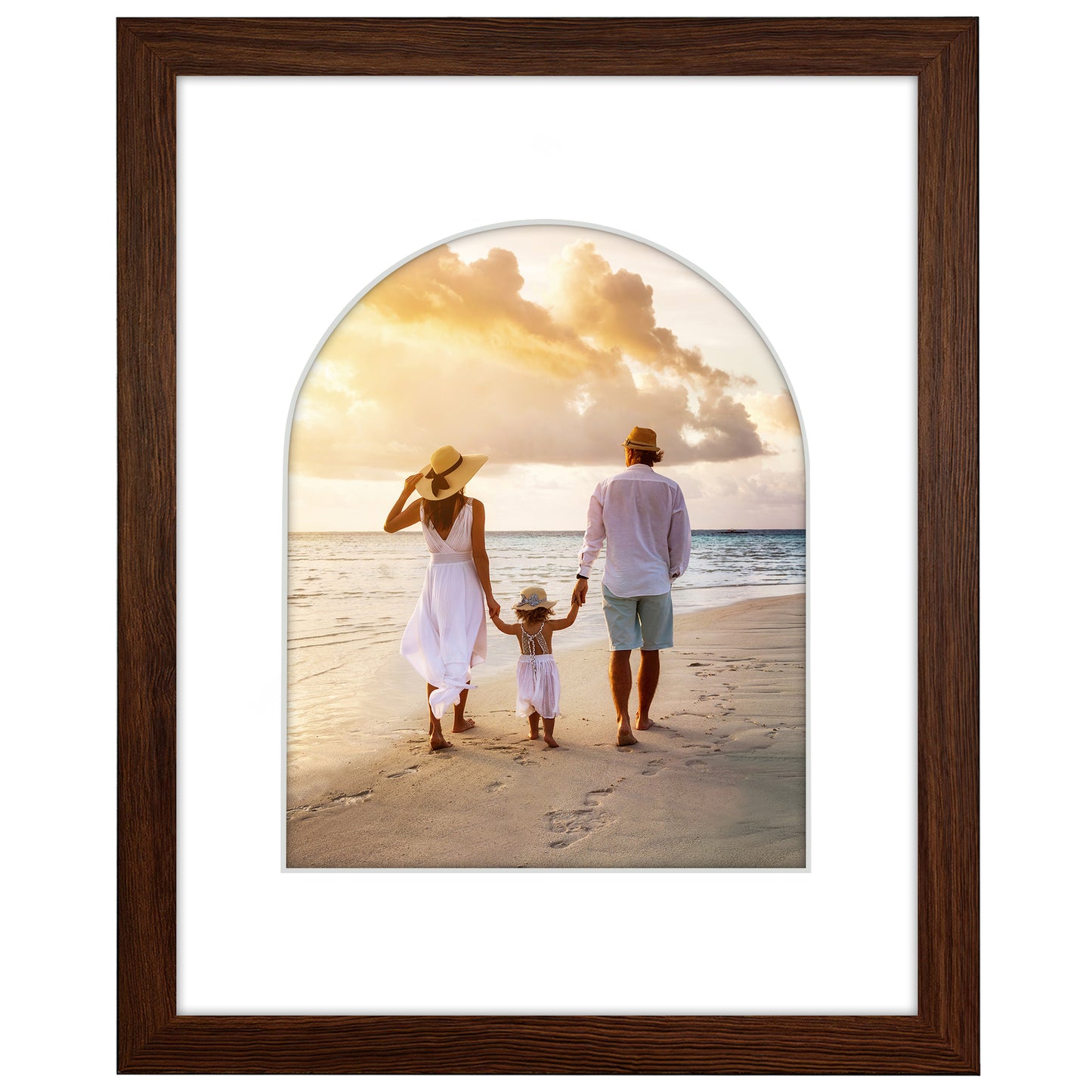 Picture Frame With Arch Mat - Engineered Wood Photo Frame with Shatter-Resistant Glass Cover