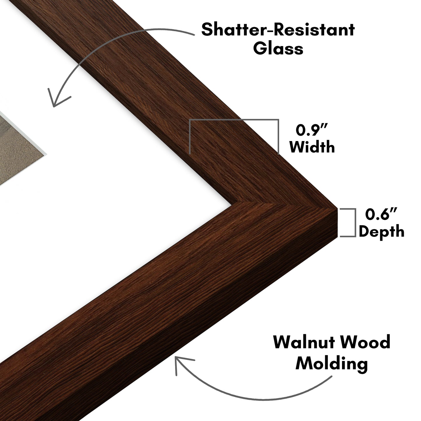 Picture Frame With Arch Mat - Engineered Wood Photo Frame with Shatter-Resistant Glass Cover