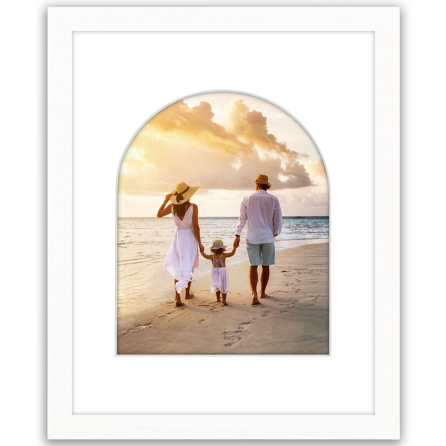 Picture Frame With Arch Mat - Engineered Wood Photo Frame with Shatter-Resistant Glass Cover