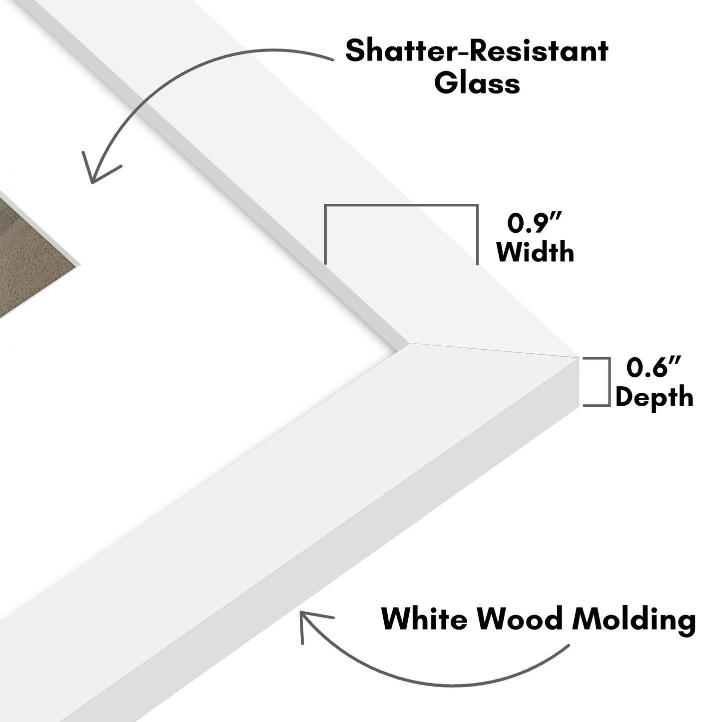 Picture Frame With Arch Mat - Engineered Wood Photo Frame with Shatter-Resistant Glass Cover