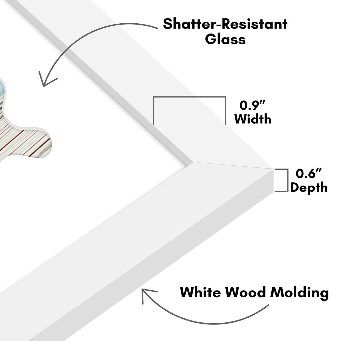 Picture Frame With Wavy Mat - Engineered Wood Photo Frame with Shatter-Resistant Glass Cover