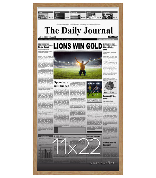 11x22 Newspaper Dark Oak Color - Assorted Media Article Cover Frame - Newspaper Picture Frame