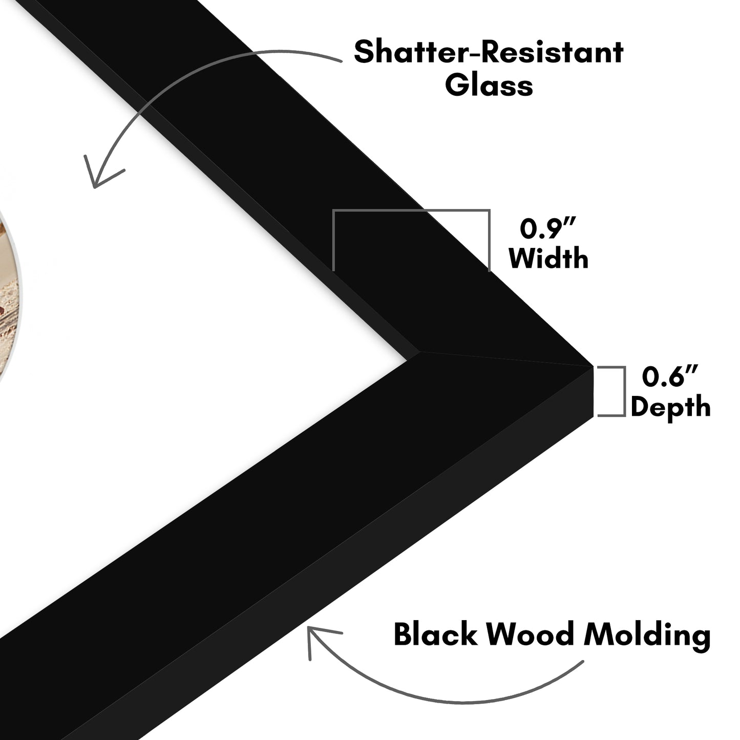 Picture Frame With Round Mat - Engineered Wood Photo Frame with Shatter-Resistant Glass Cover