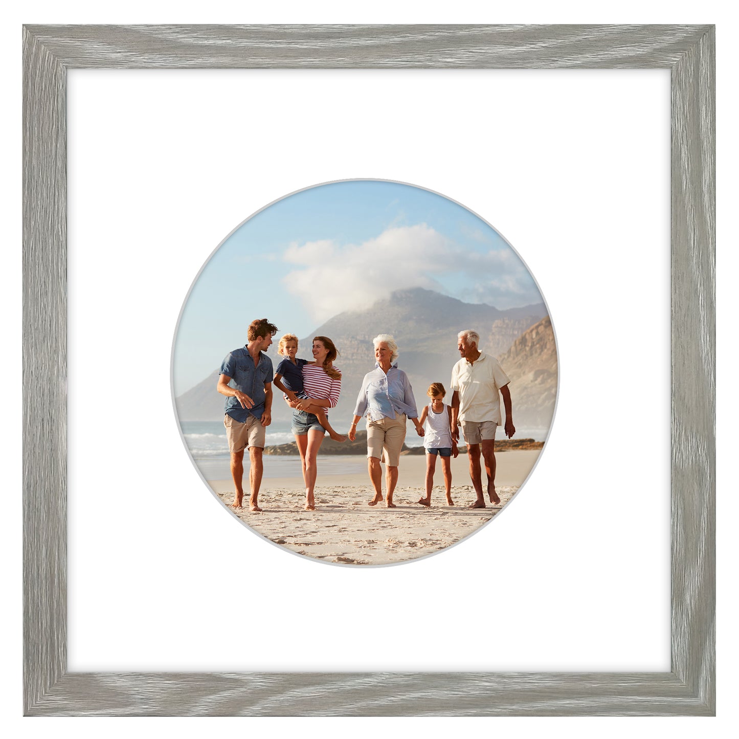 Picture Frame With Round Mat - Engineered Wood Photo Frame with Shatter-Resistant Glass Cover