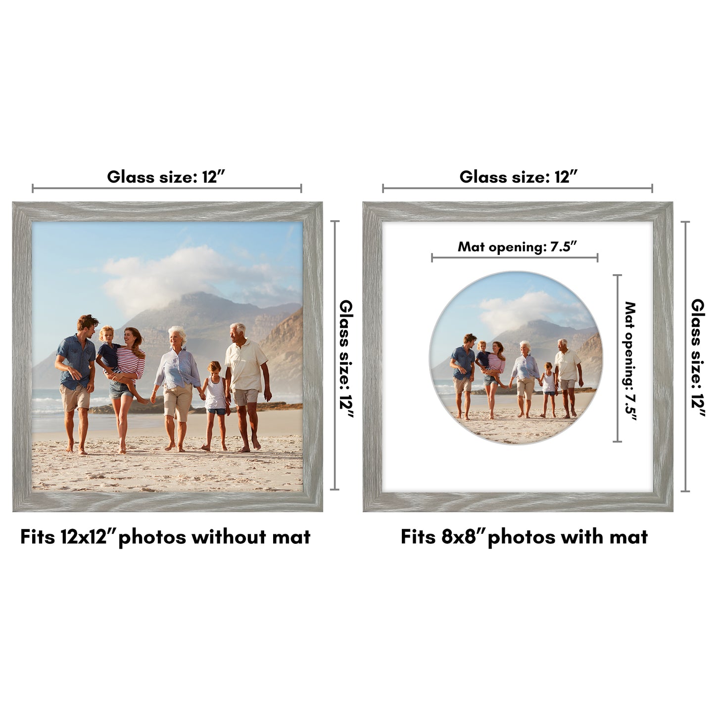 Picture Frame With Round Mat - Engineered Wood Photo Frame with Shatter-Resistant Glass Cover