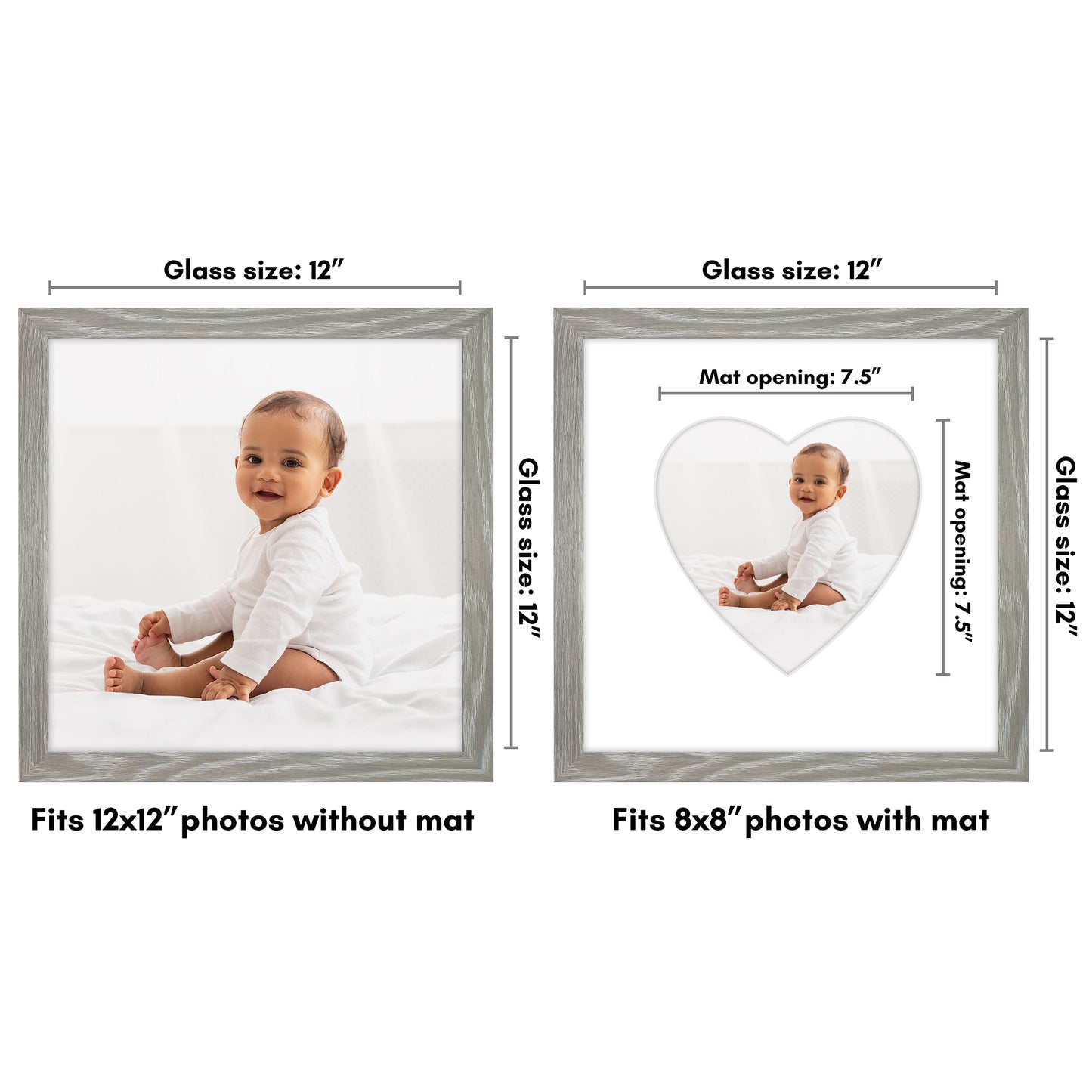 Picture Frame With Heart Shaped Mat -  Engineered Wood Photo Frame with Shatter-Resistant Glass Cover