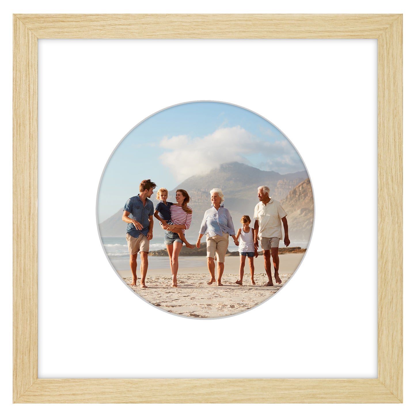 Picture Frame With Round Mat - Engineered Wood Photo Frame with Shatter-Resistant Glass Cover