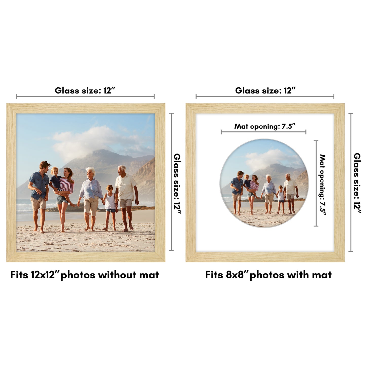 Picture Frame With Round Mat - Engineered Wood Photo Frame with Shatter-Resistant Glass Cover