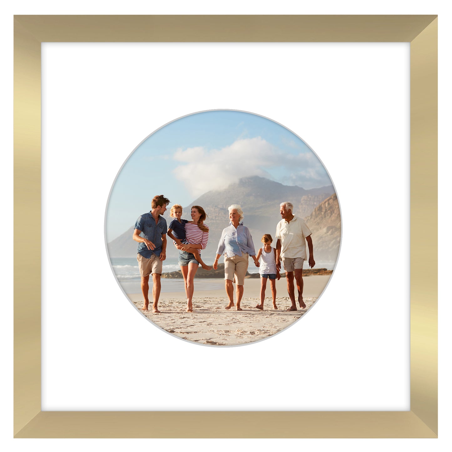 Picture Frame With Round Mat - Engineered Wood Photo Frame with Shatter-Resistant Glass Cover