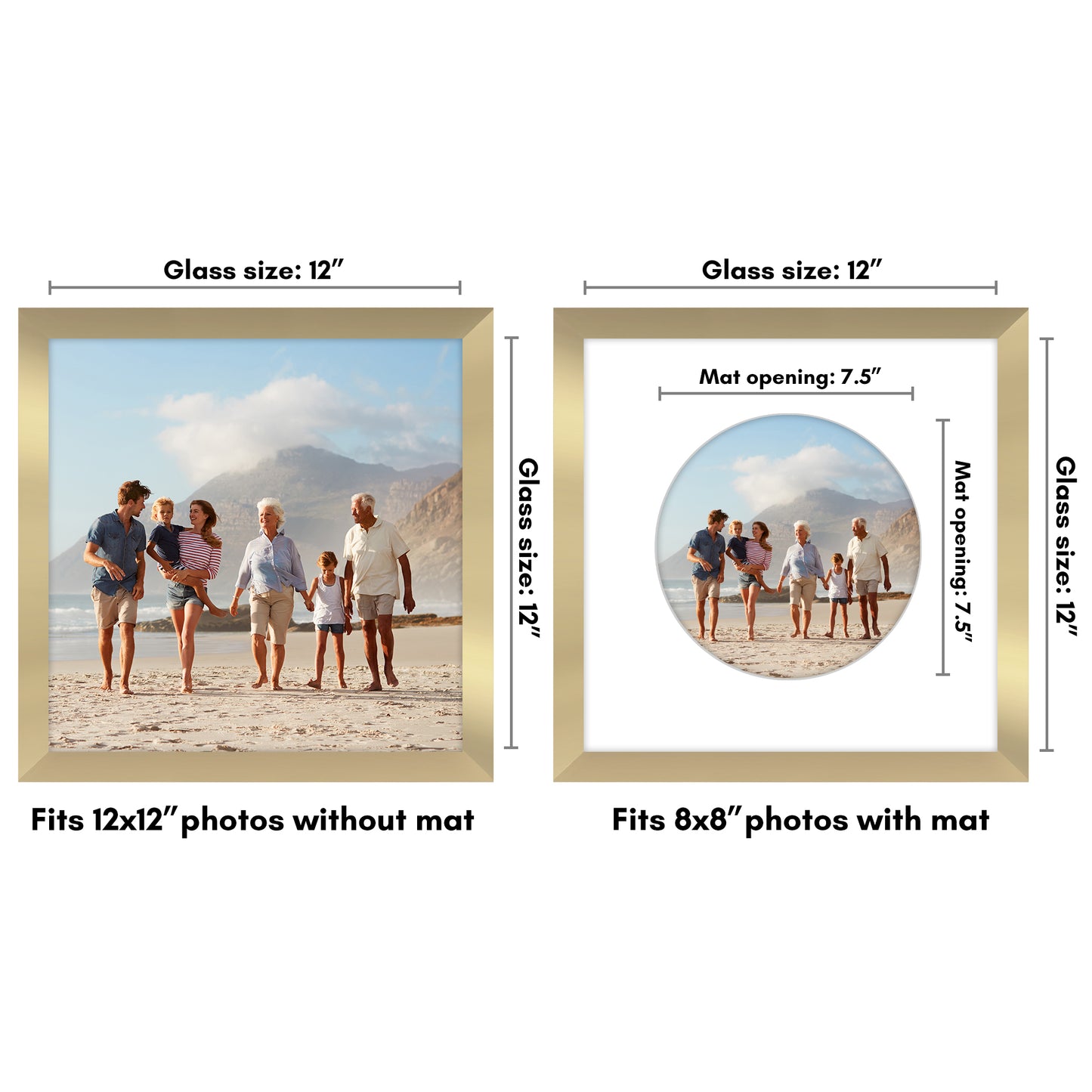 Picture Frame With Round Mat - Engineered Wood Photo Frame with Shatter-Resistant Glass Cover