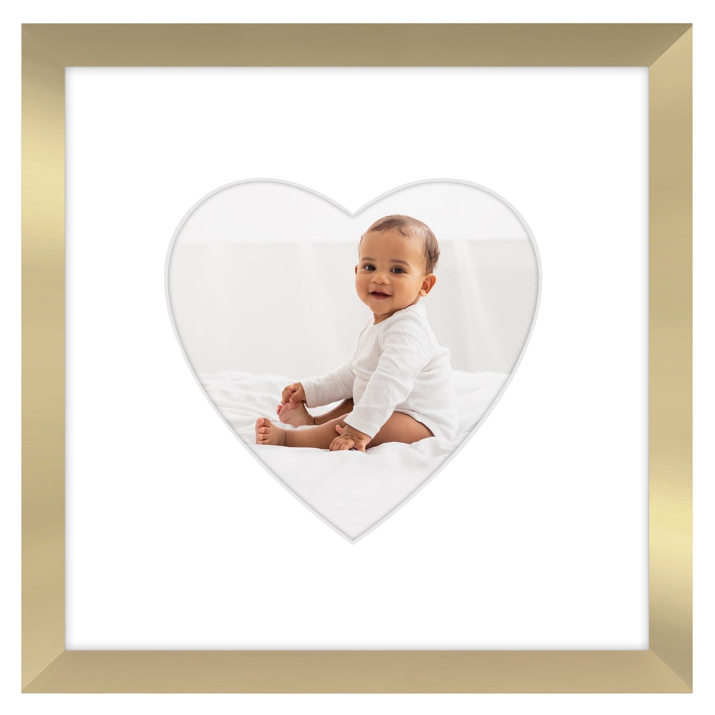 Picture Frame With Heart Shaped Mat -  Engineered Wood Photo Frame with Shatter-Resistant Glass Cover