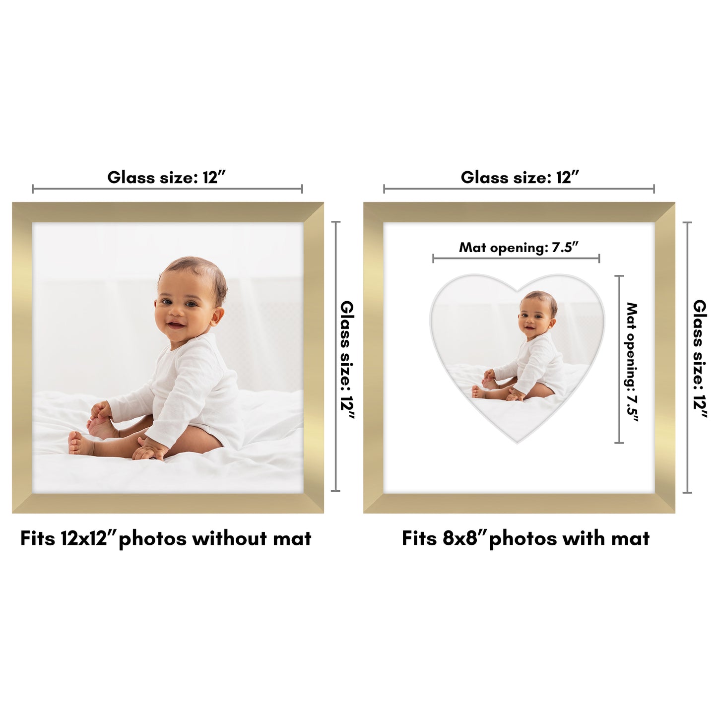 Picture Frame With Heart Shaped Mat -  Engineered Wood Photo Frame with Shatter-Resistant Glass Cover