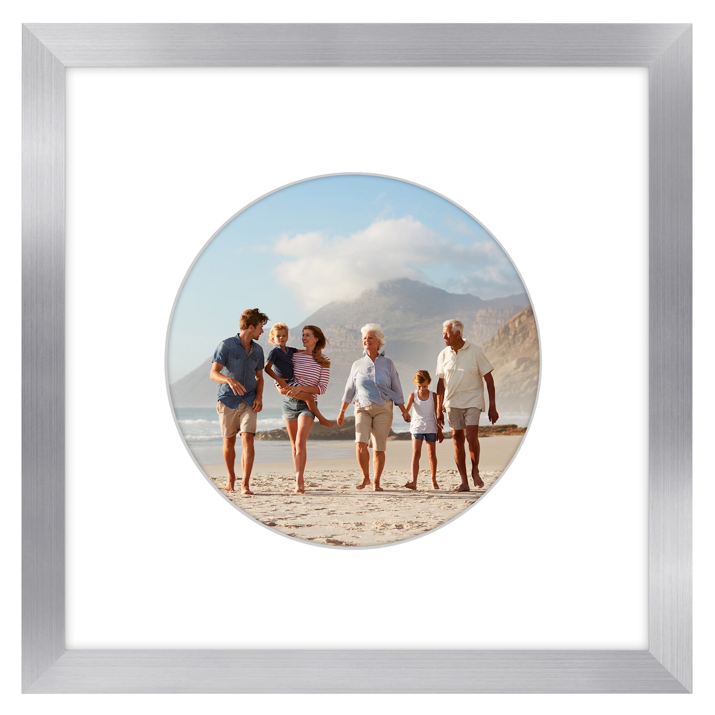 Picture Frame With Round Mat - Engineered Wood Photo Frame with Shatter-Resistant Glass Cover