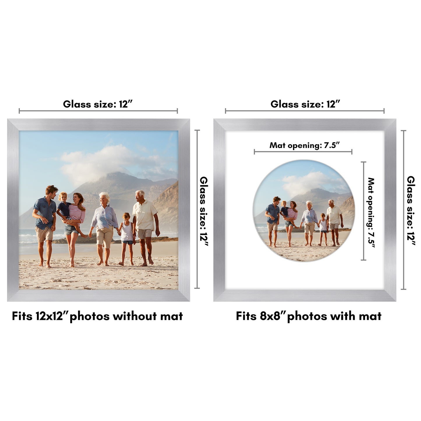 Picture Frame With Round Mat - Engineered Wood Photo Frame with Shatter-Resistant Glass Cover