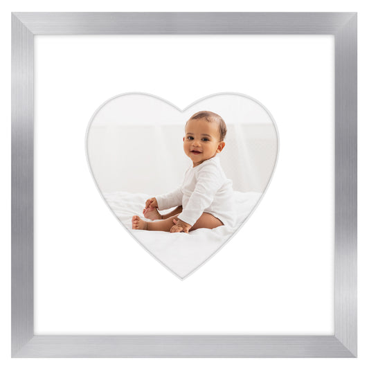 Picture Frame With Heart Shaped Mat -  Engineered Wood Photo Frame with Shatter-Resistant Glass Cover