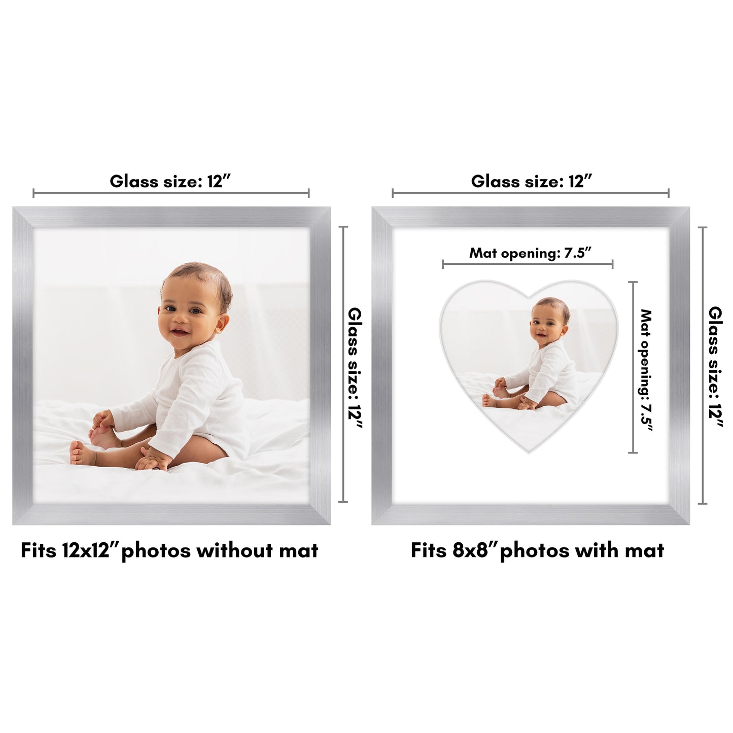 Picture Frame With Heart Shaped Mat -  Engineered Wood Photo Frame with Shatter-Resistant Glass Cover