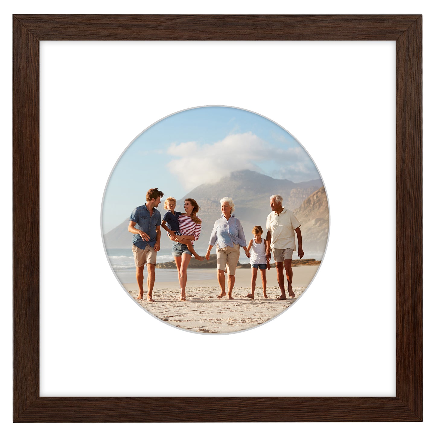 Picture Frame With Round Mat - Engineered Wood Photo Frame with Shatter-Resistant Glass Cover