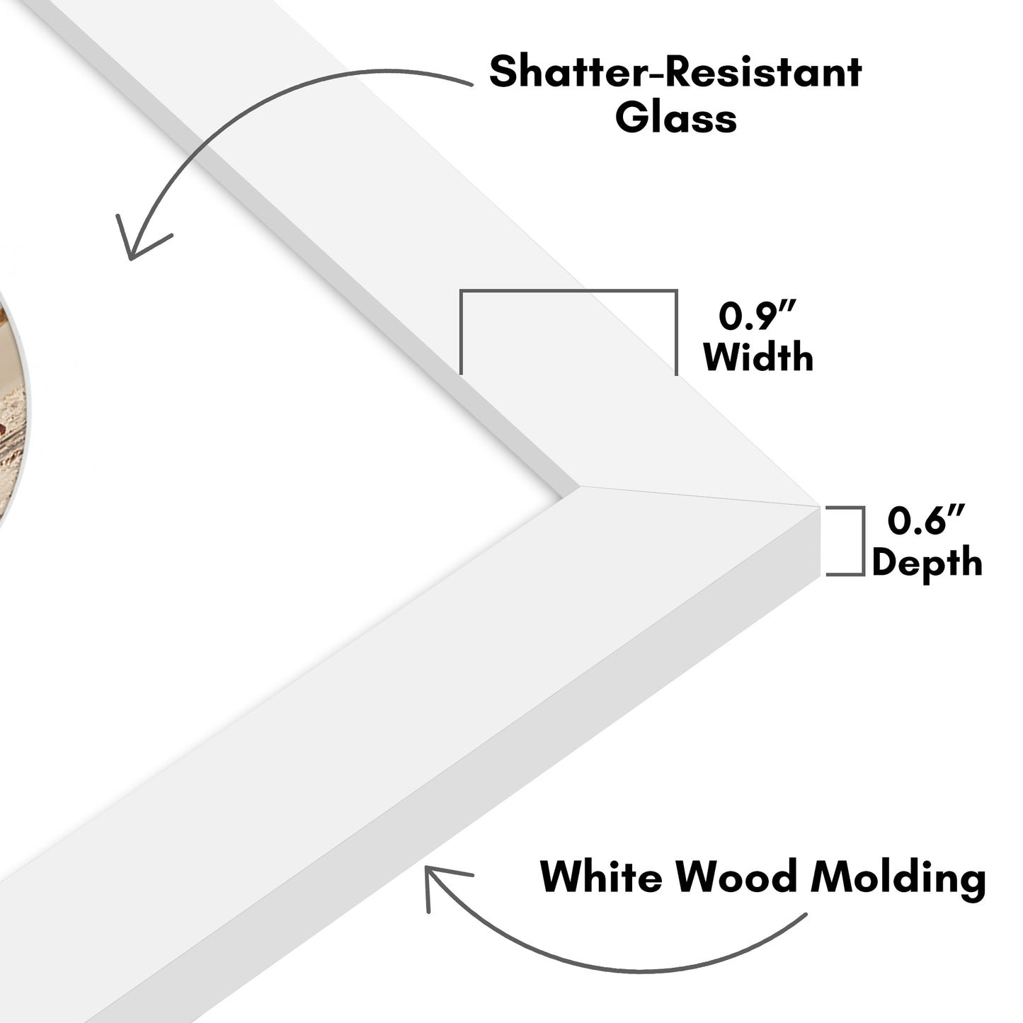 Picture Frame With Round Mat - Engineered Wood Photo Frame with Shatter-Resistant Glass Cover