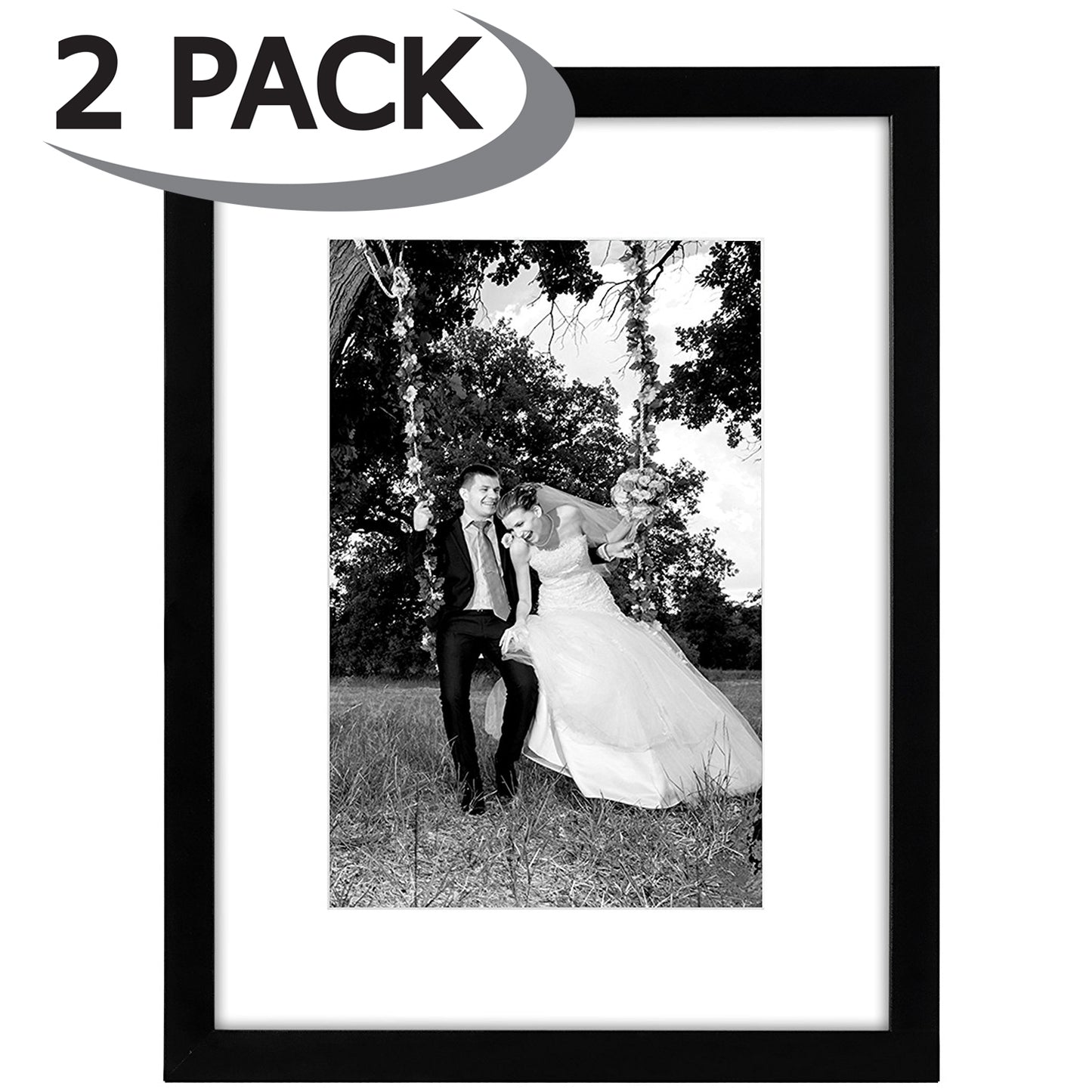 2 Pack - Picture Frame with Mat | Engineered Wood Photo Frame