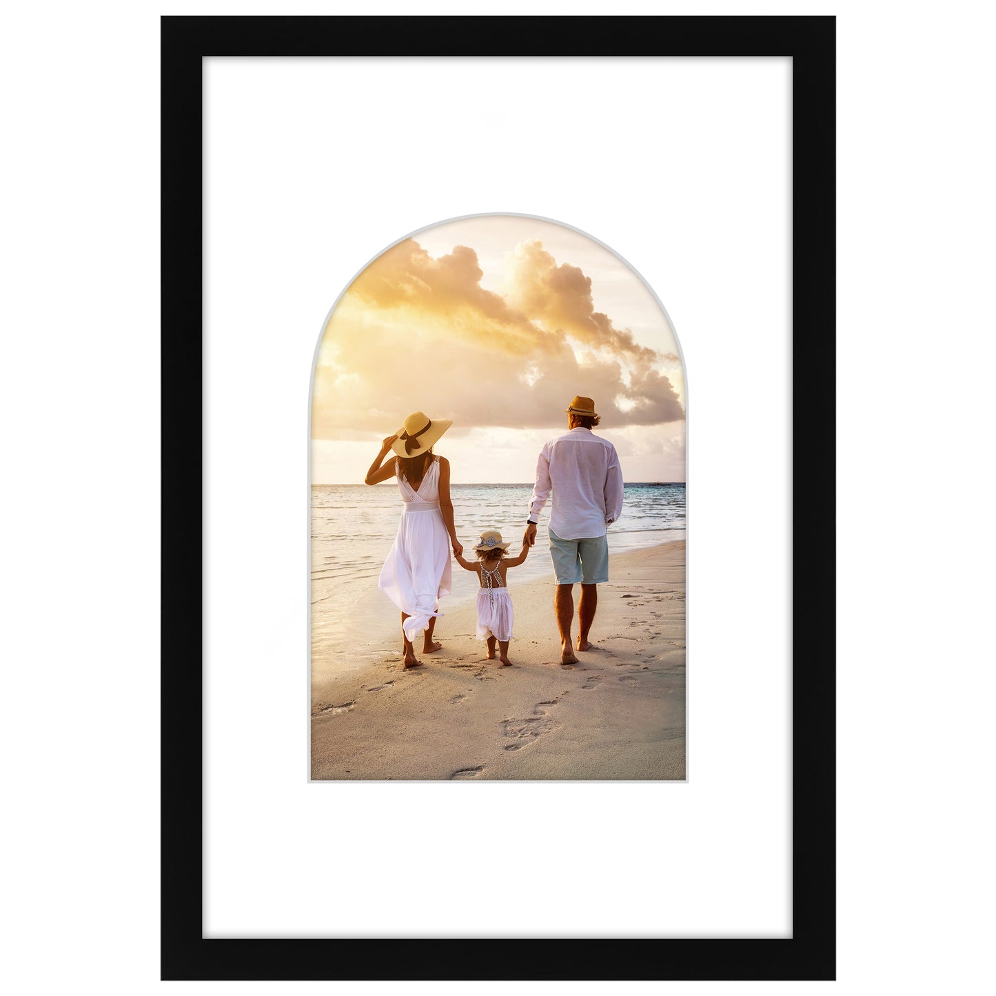 Picture Frame With Arch Mat - Engineered Wood Photo Frame with Shatter-Resistant Glass Cover