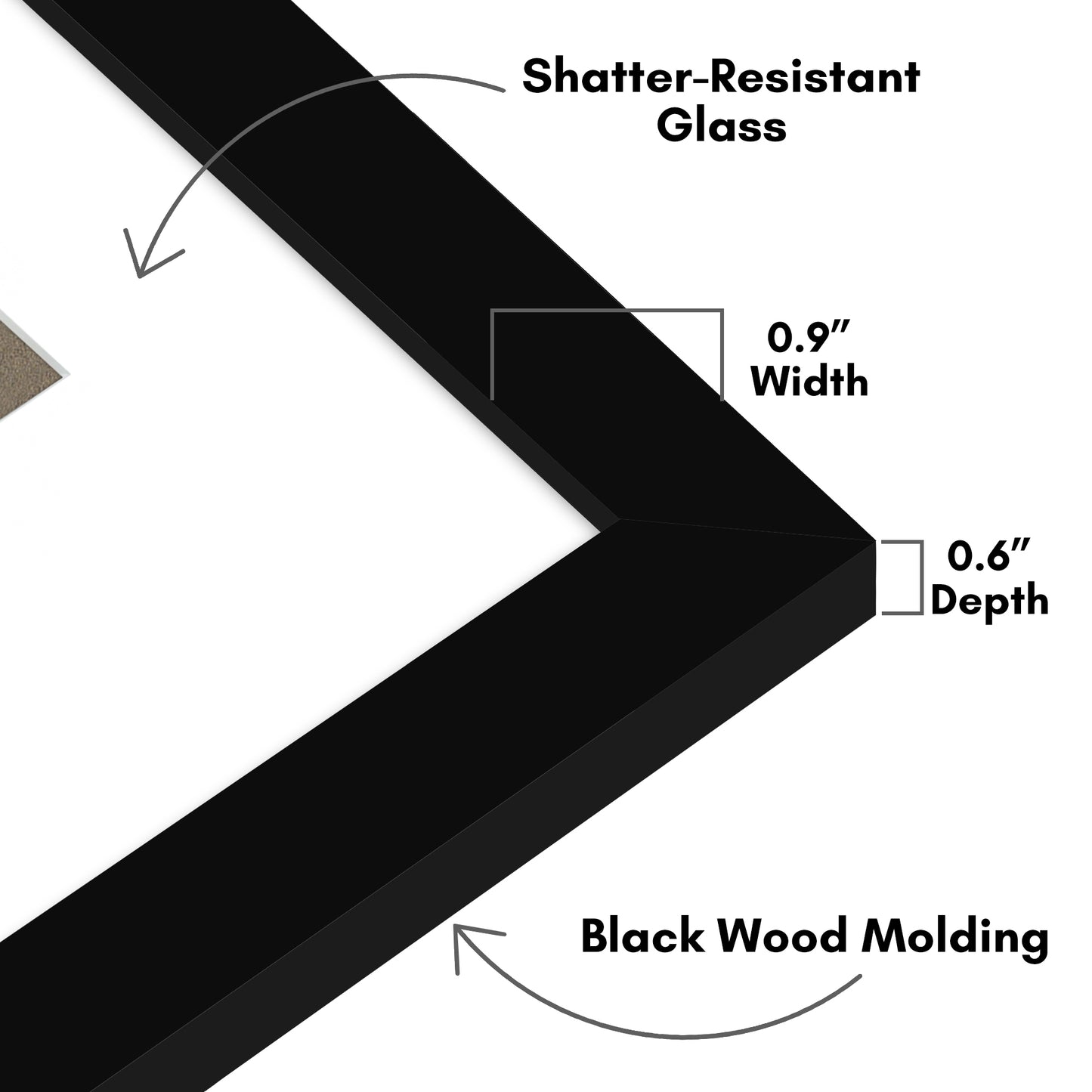 Picture Frame With Arch Mat - Engineered Wood Photo Frame with Shatter-Resistant Glass Cover