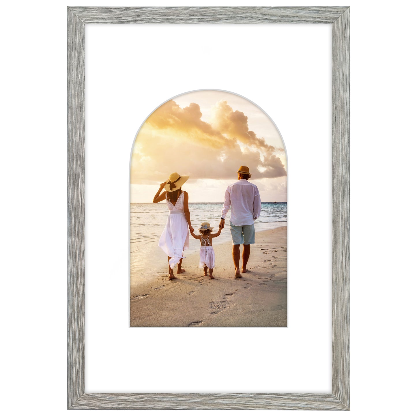 Picture Frame With Arch Mat - Engineered Wood Photo Frame with Shatter-Resistant Glass Cover