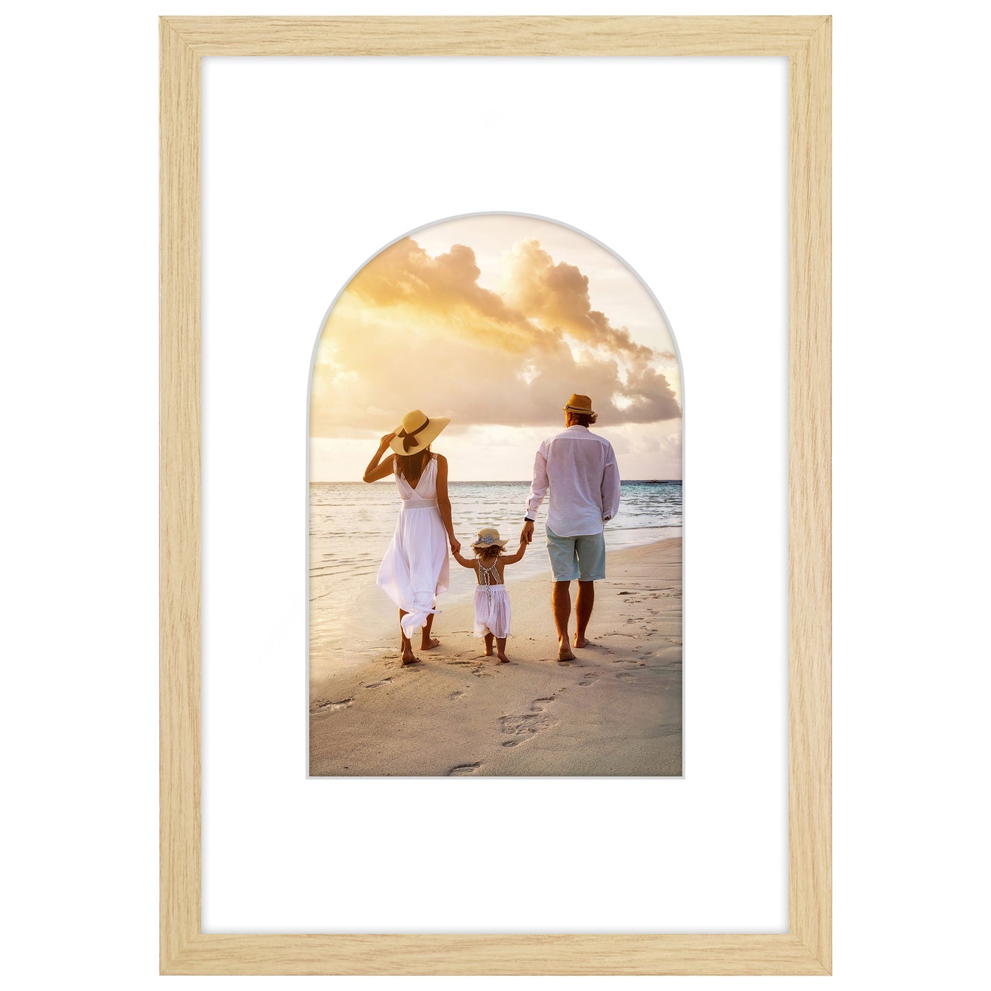 Picture Frame With Arch Mat - Engineered Wood Photo Frame with Shatter-Resistant Glass Cover