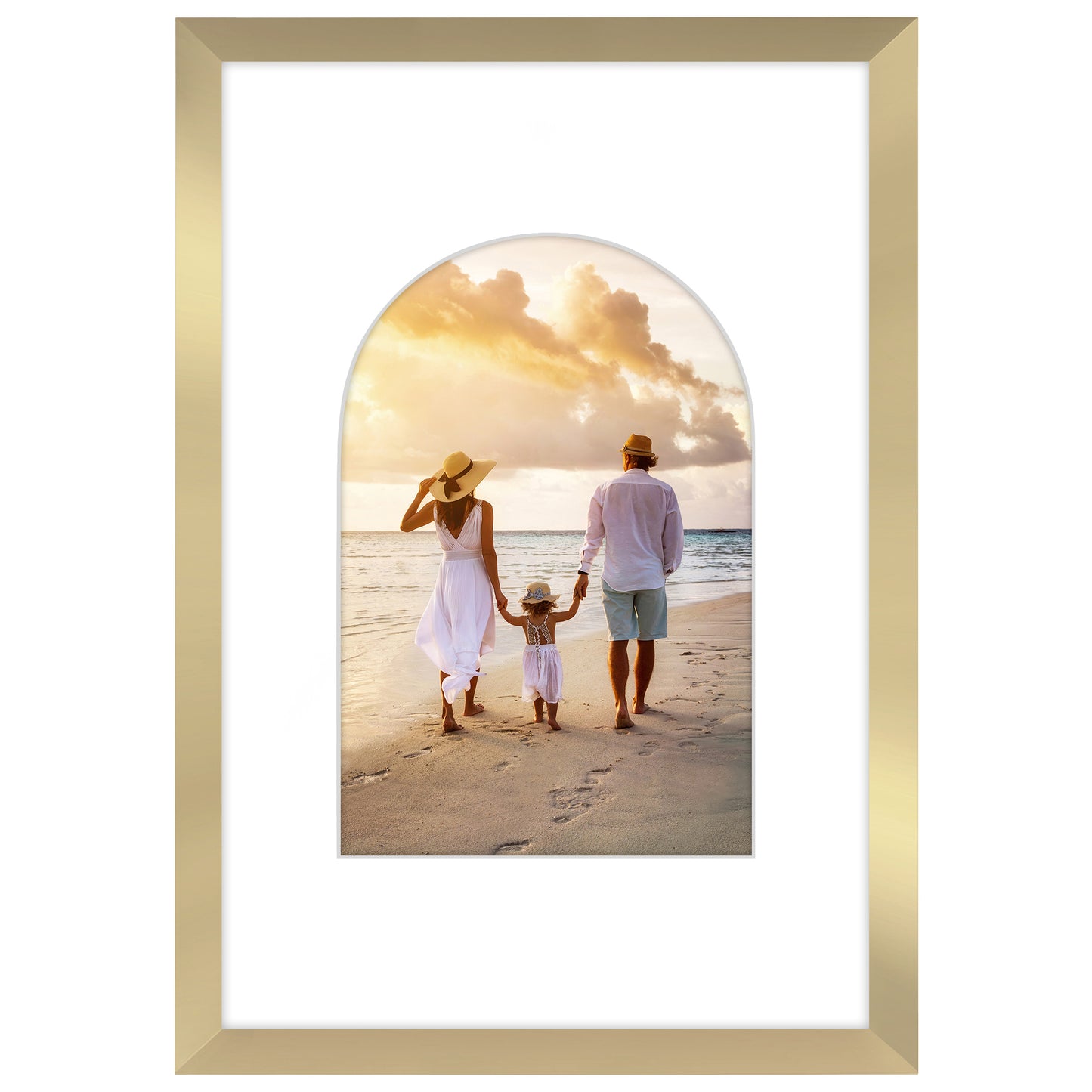 Picture Frame With Arch Mat - Engineered Wood Photo Frame with Shatter-Resistant Glass Cover